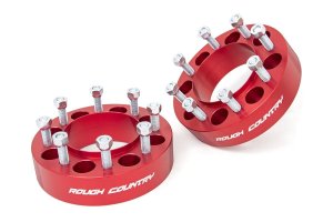 Ford F-250 Super Duty Wheel Spacers (2) - Rough Country - 8x170 - Red - '03-'23